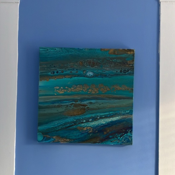 Acrylic Drip Artwork on Canvas - After Low Tide - 20x20 - Picture 2 of 9